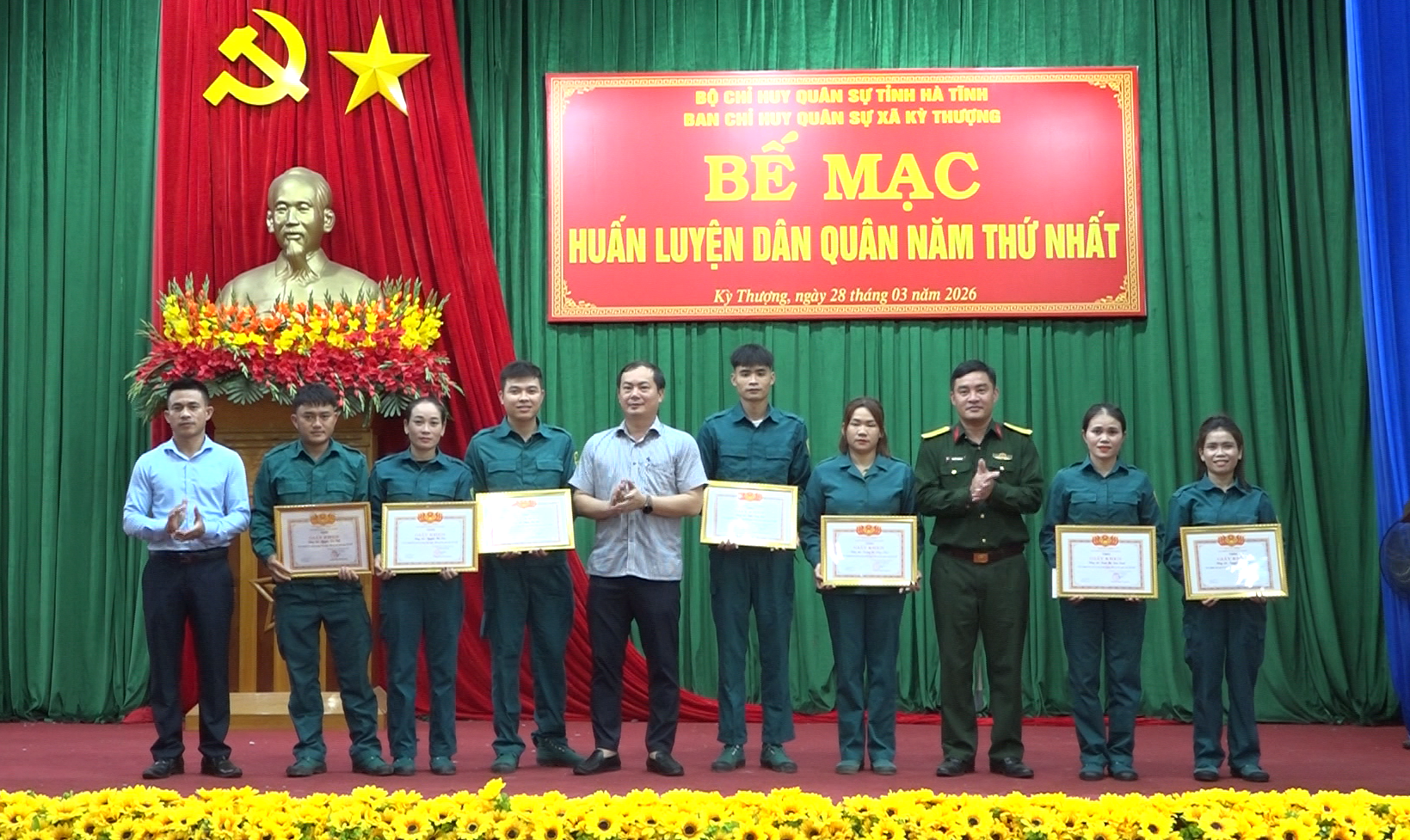 Ban Chỉ huy Quân sự xã Kỳ Thượng bế mạc huấn luyện Dân quân năm thứ nhất năm 2026