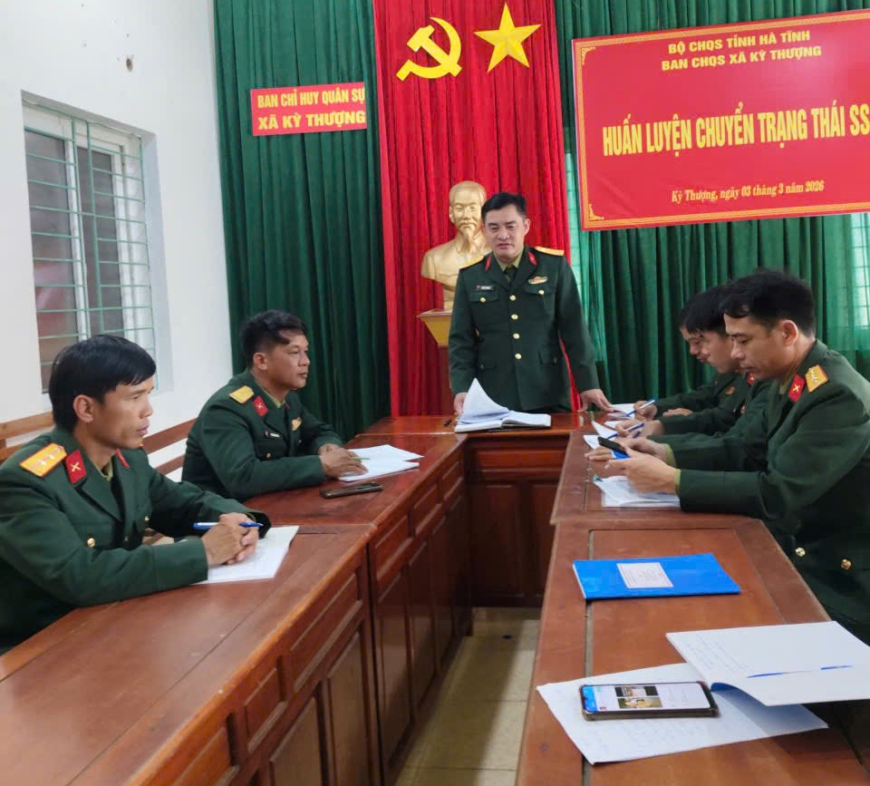 Ban CHQS xã Kỳ Thượng tổ chức huấn luyện, luyện tập chuyển trạng thái sẵn sàng chiến đấu