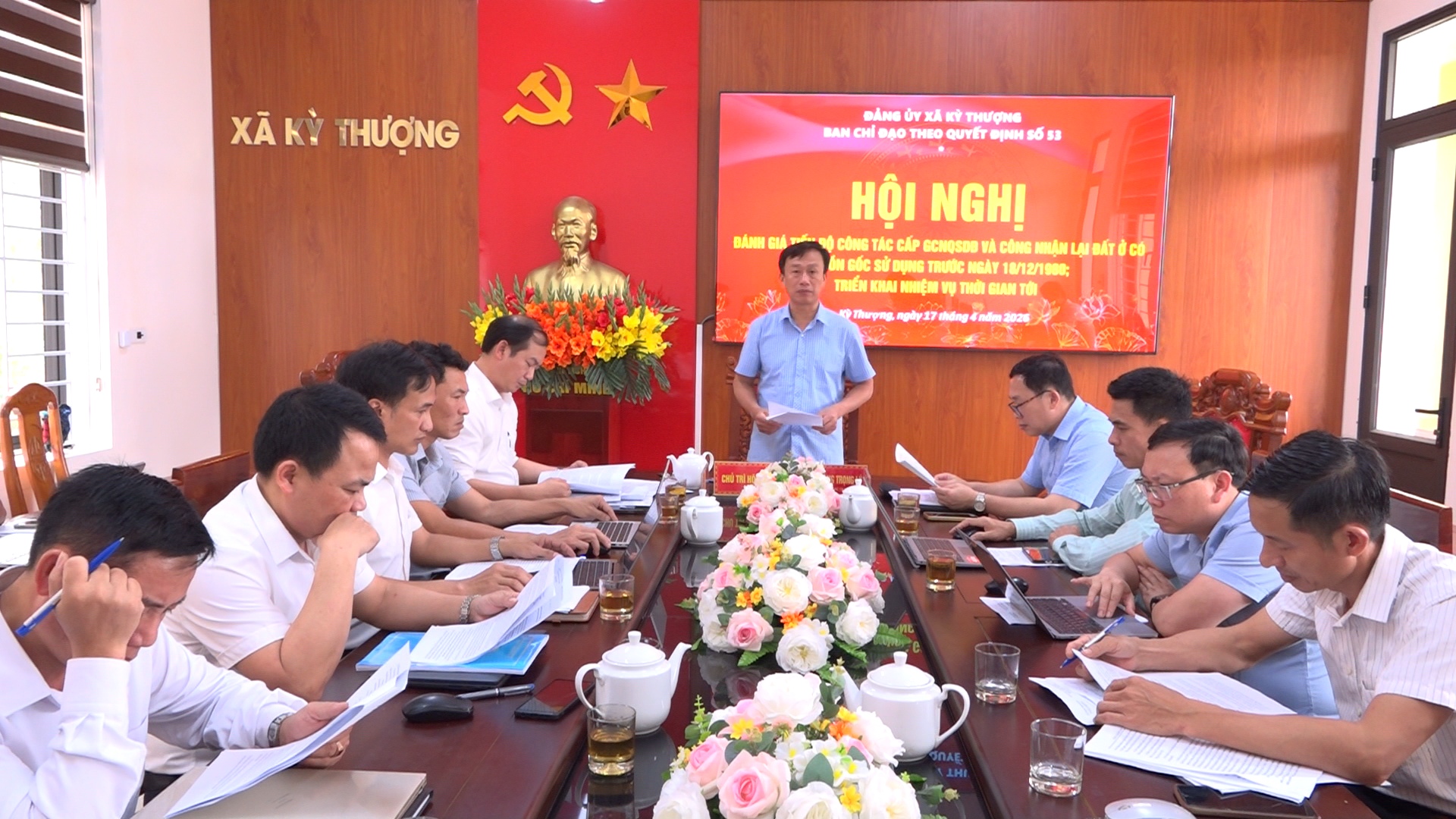 Hội nghị đánh giá tiến độ công tác cấp GCNQSD đất và công nhận lại đất ở có nguồn gốc trước ngày 18/12/1980 trên địa bàn xã Kỳ Thượng