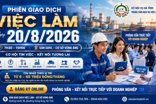 Phiên giao dịch việc làm ngày 20/8/2026 – Nhiều cơ hội việc làm tại Hà Tĩnh