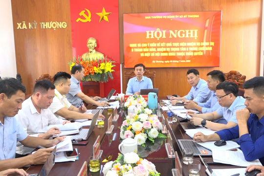 Ban Thường vụ Đảng ủy xã Kỳ Thượng họp cho ý kiến về kết quả thực hiện nhiệm vụ chính trị 6 tháng đầu năm 2026