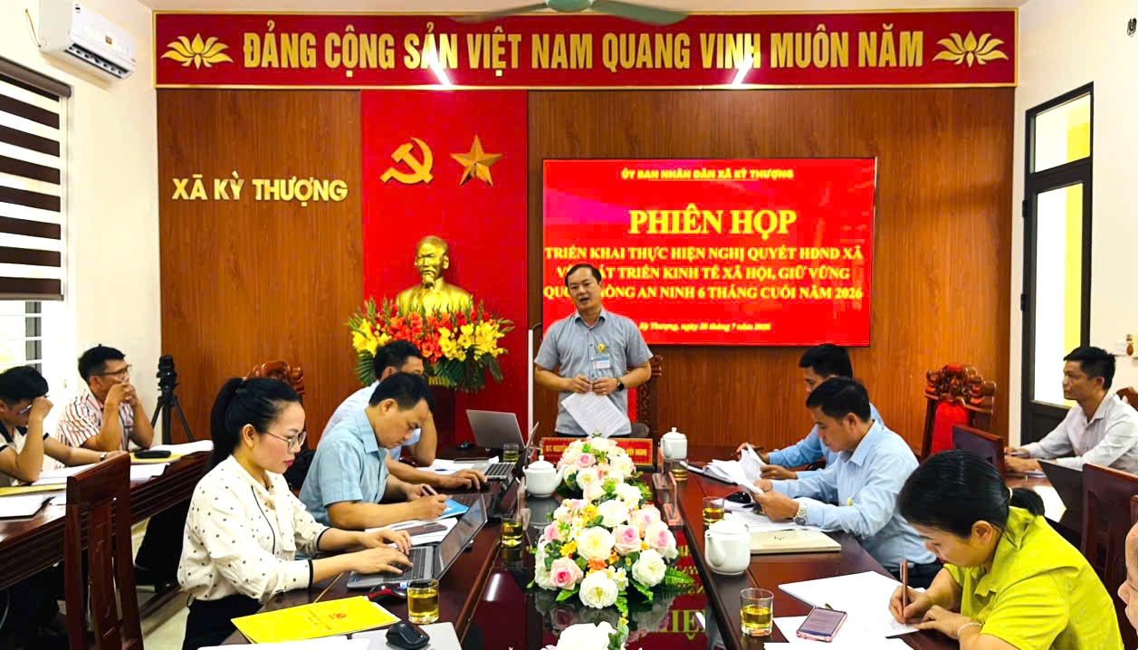UBND xã Kỳ Thượng triển khai thực hiện Nghị quyết HĐND xã về phát triển kinh tế - xã hội, bảo đảm quốc phòng - an ninh 6 tháng cuối năm 2026